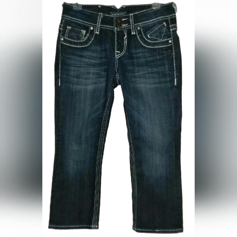 VIGOSS Dublin Capri Jeans Womens Size 1 Rhinestones Cropped Jean Capris